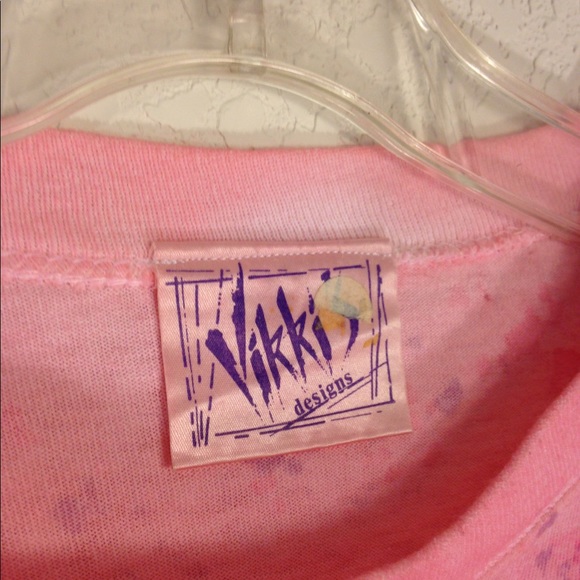 Vikki's Designs Vintage Cotton Top Long Sleeve Pink Hand Painted - Picture 4 of 11